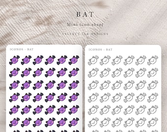 Bat Halloween Planner Stickers, mini icons decorative stickers