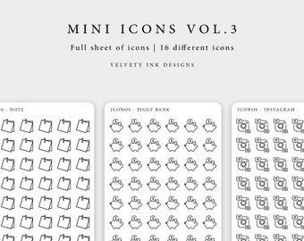 Single Mini Icons Stickers sheet Vol.3 | Cute mini icon stickers planner and journal decoration| Minimal and functional planner stickers