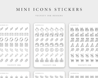 Mini Icons Stickers | Transparent stickers | Planner stickers | Bullet Journal | Clear Matte | Minimal planner stickers