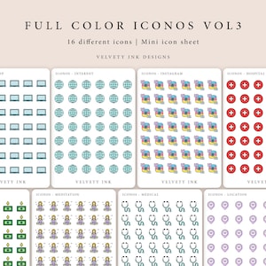 Single colored Mini Icons Stickers sheet Vol.3 cute icon sticker in color planner stickers minimal journal sticker sheet mini icons coloured