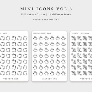 Single Mini Icons Stickers sheet Vol.3 | Cute mini icon stickers planner and journal decoration| Minimal and functional planner stickers