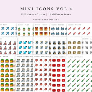 Colored Single Mini Icons Stickers Vol.4 | Transparent cute mini icon stickers | Planner stickers clear matte mini icons journal stickers