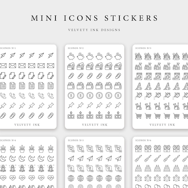 Mini Icons Stickers sheet | Transparent stickers | Planner stickers | Journal decoration | Clear Matte | Minimal planner stickers