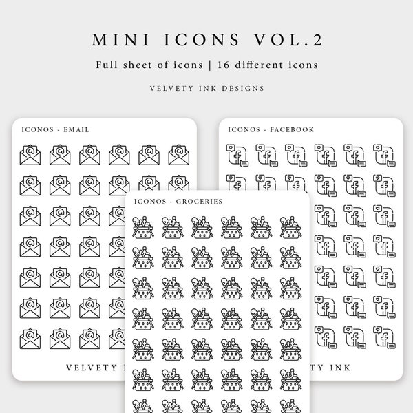 Einzelne Mini Icons Stickers Vol.2 | Matte klare süße Mini-Symbol Aufkleber Planer Dekoration minimal Planner Stil, funktionale Symbol Aufkleber