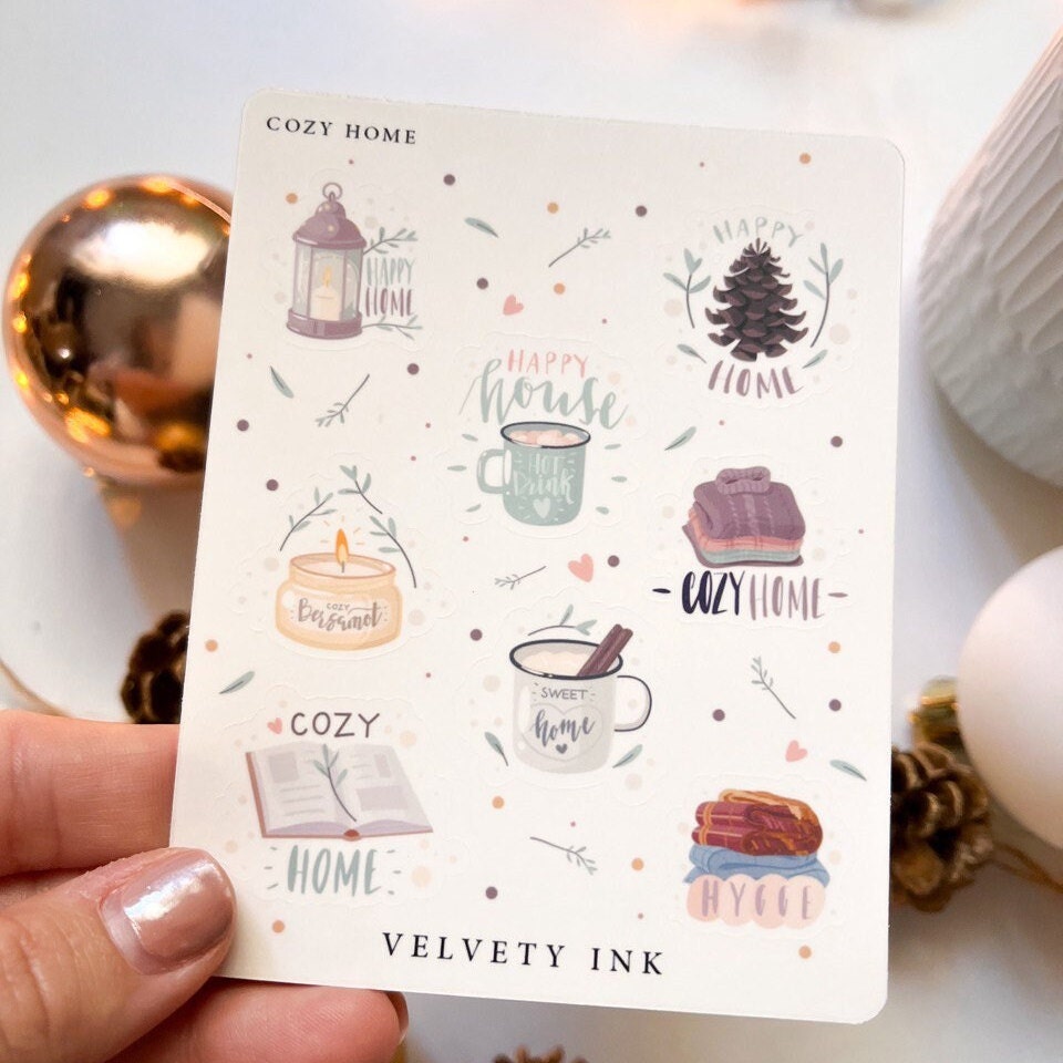 Cozy Decorative Sticker Sheet, Cute Planner Stickers Journal ...