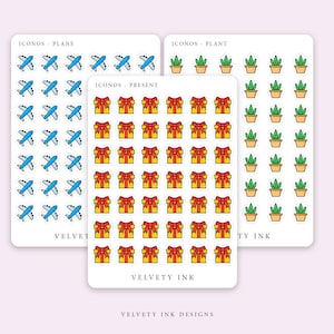 Colored Single Mini Icons Stickers Vol.4 | Transparent Cute Mini Icon ...