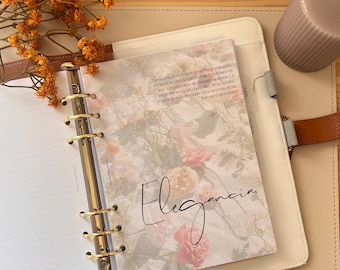 A5 Planner Dashboard, Elegancia design. Minimalist divider. Decorative printed insert