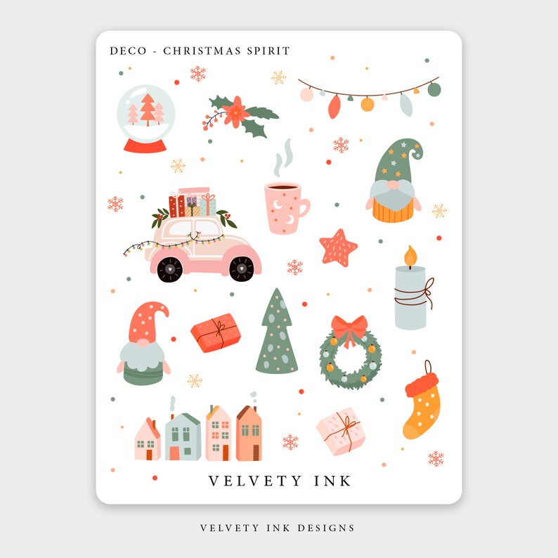Christmas Spirit Decor Sticker Sheet Planner, Cute Decorative Stickers ...
