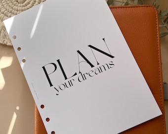 Plan your dreams planner dashboard, Aesthetic Planner Dashboard, A5 Planner Dashboard, A5 printed insert, minimal planner divider dreamer
