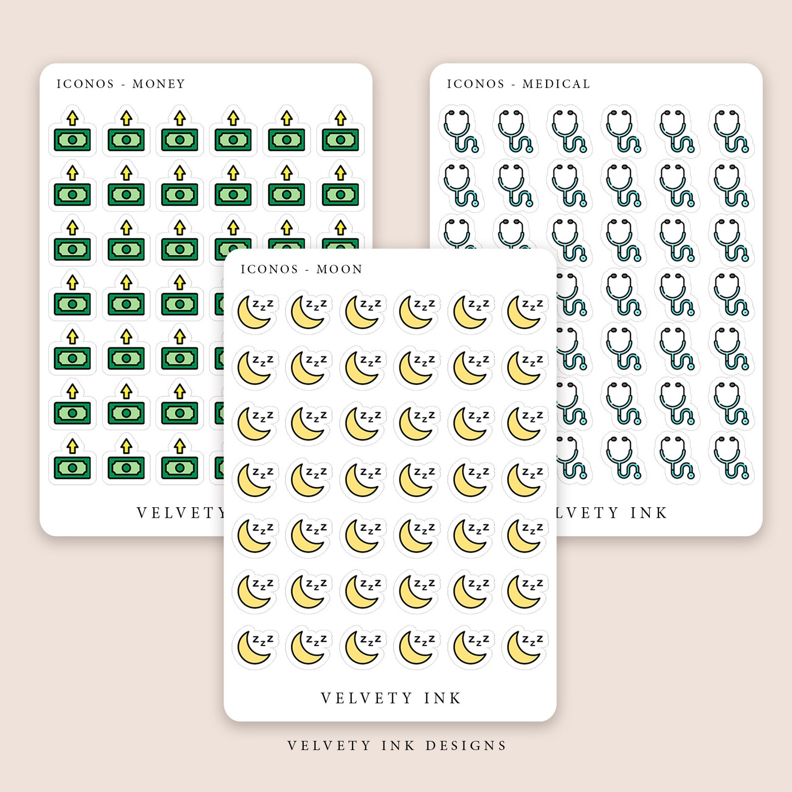 Single Colored Mini Icons Stickers Sheet Vol.3 Cute Icon Sticker in ...