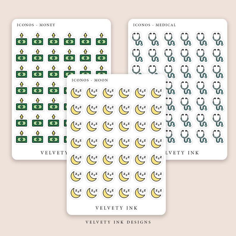 Single Colored Mini Icons Stickers Sheet Vol.3 Cute Icon Sticker in ...