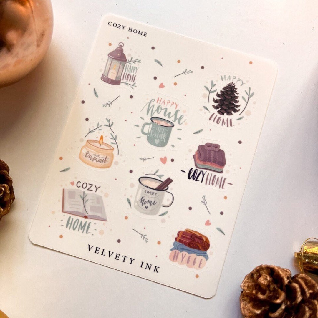 Cozy Decorative Sticker Sheet, Cute Planner Stickers Journal ...