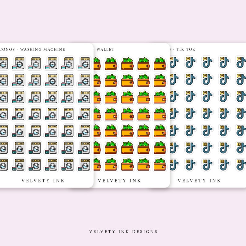 Colored Single Mini Icons Stickers Vol.4 | Transparent Cute Mini Icon ...