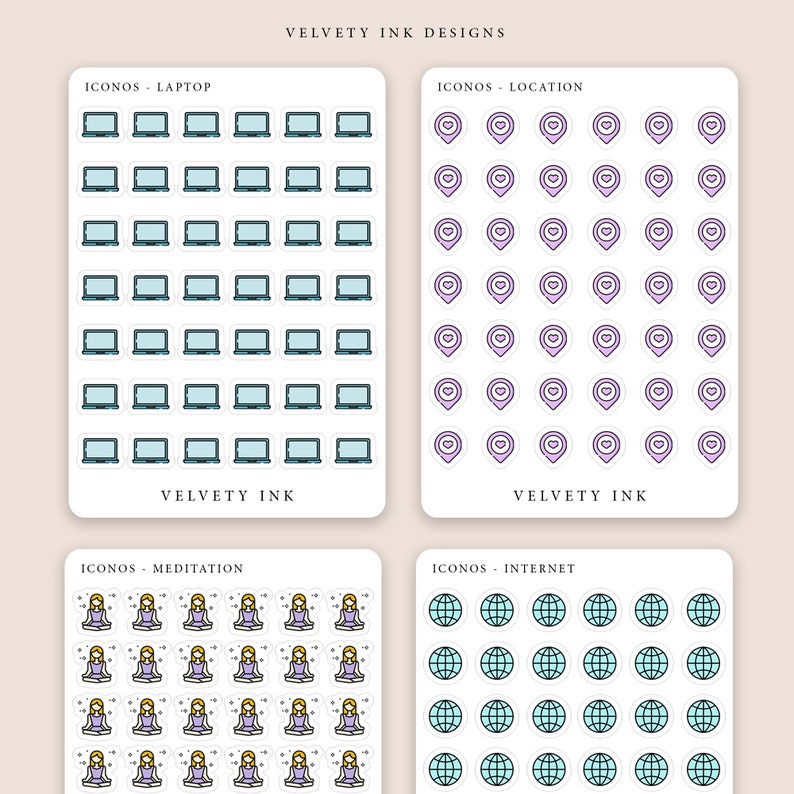 Single Colored Mini Icons Stickers Sheet Vol.3 Cute Icon Sticker in ...