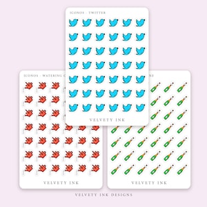 Colored Single Mini Icons Stickers Vol.4 | Transparent Cute Mini Icon ...