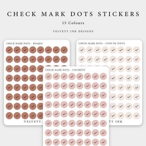 Check mark stickers minimal planner stickers, functional clear matte dots stickers. To do journal stickersm minimal planner aesthetics