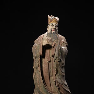 Chinese antique pure hand-carved large exquisite wood carving figure statue ornaments