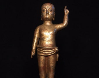 Exquisite and rare pure copper Prince Buddha statue made by Chinese antiques