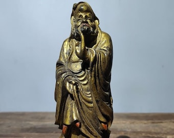 Chinese antique collection of exquisite and rare pure copper gilt Bodhidharma Buddha statue ornaments