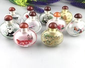 10 pieces of glass Snuff Bottle agate covers with different patterns