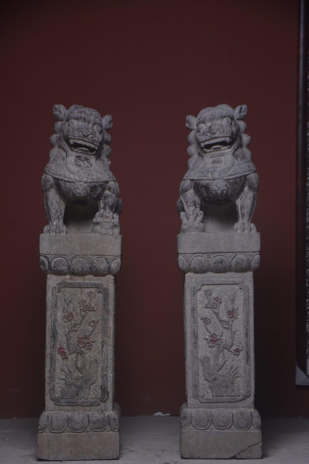 Chinese Antique Pure Hand-carved Large Exquisite Bluestone Lion Statue ...