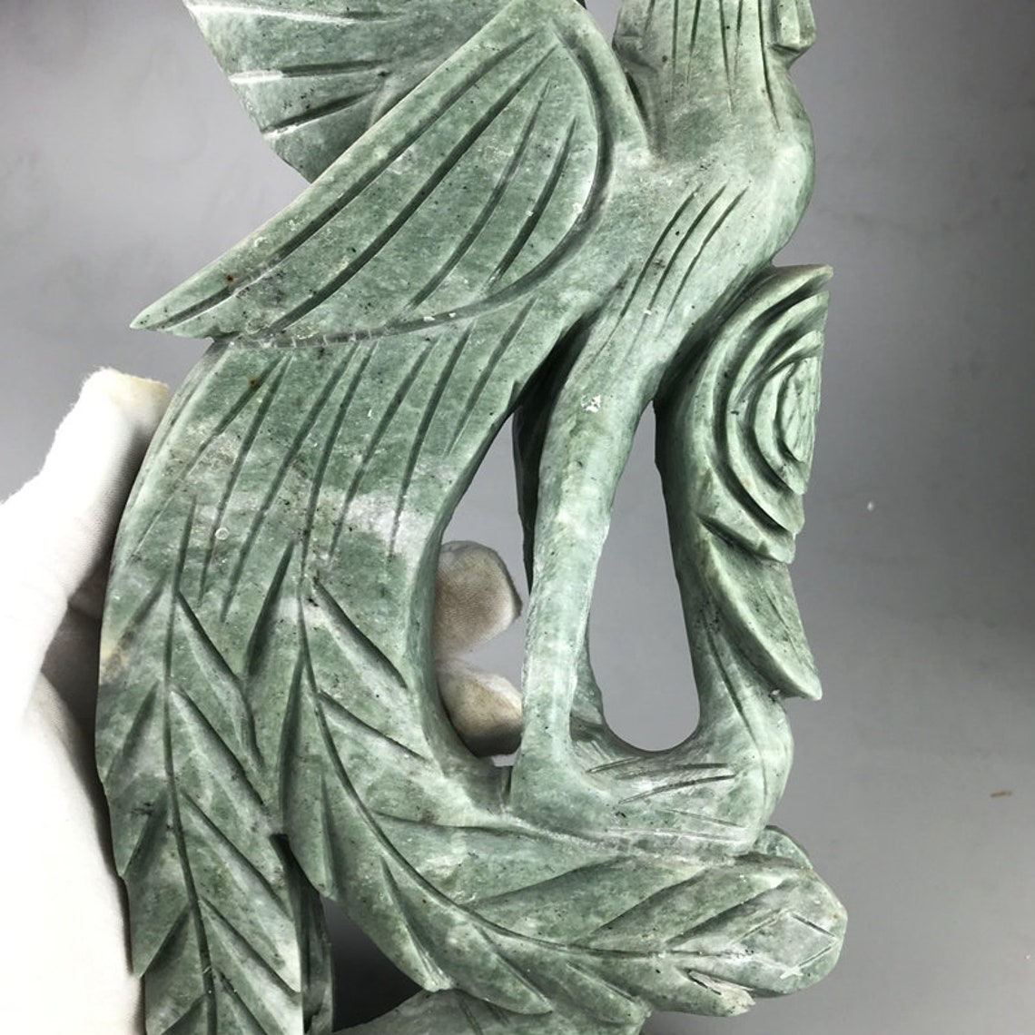 Chinese natural jade carving Phoenix statue carved by hand Etsy
