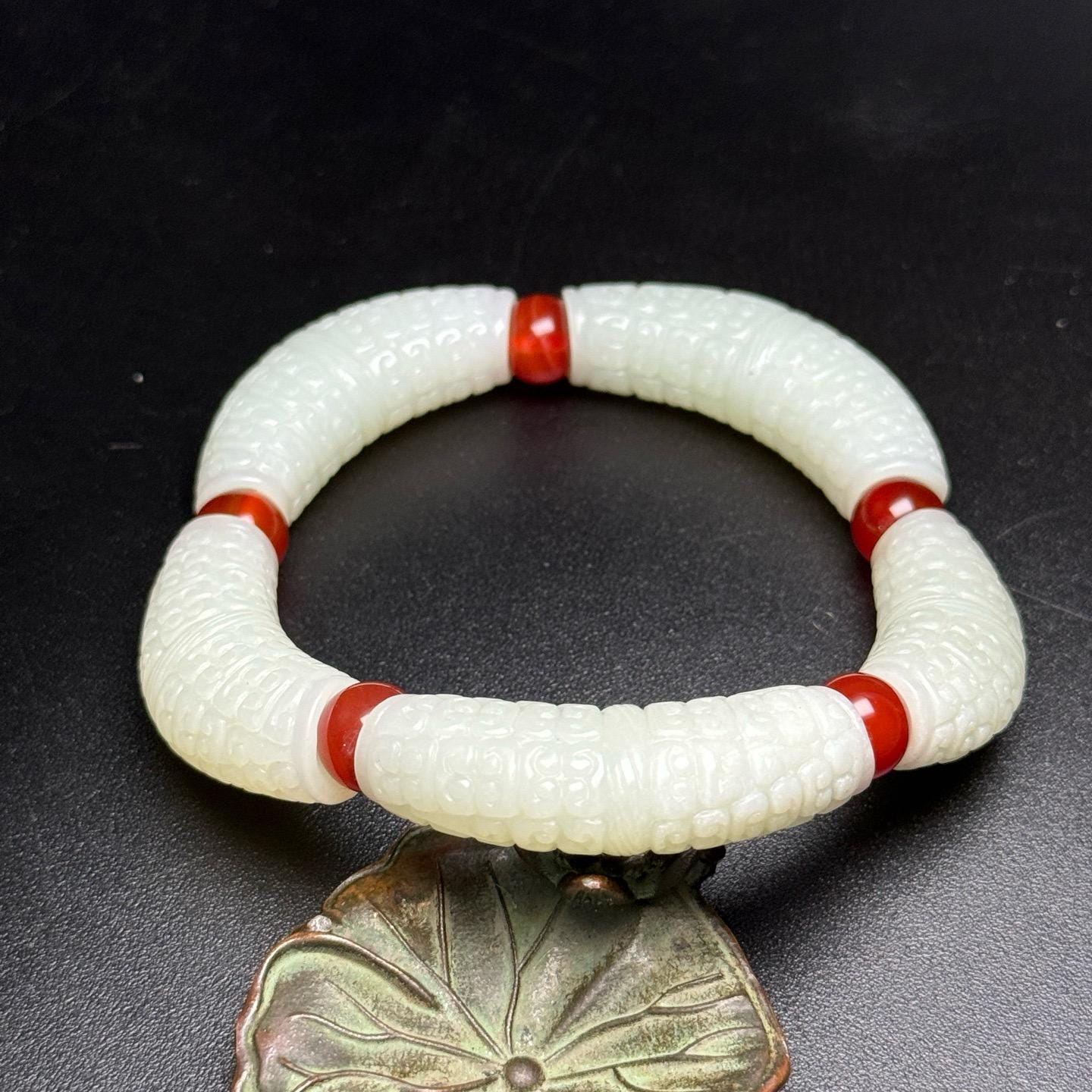 Exquisite and Rare Hand-carved Ruyi Pattern Bracelet Made of Chinese ...