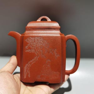 Chinese antique pure hand-painted clay exquisite rare four-character engraved teapot purple clay teapot tea set ornaments
