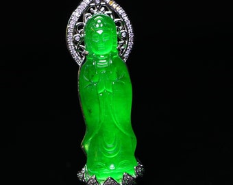 Chinese antieke handgemaakte prachtige zeldzame High Ice Jade ingelegde Maitreya Boeddha