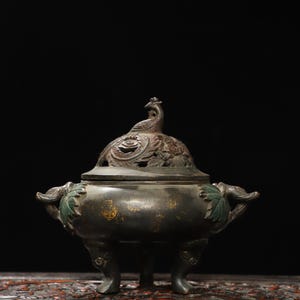 Chinesische antike handgefertigte exquisite reine Kupfer Phoenix Weihrauch Brenner Ornamente