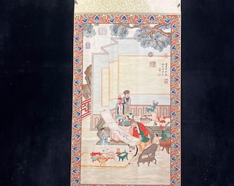 Chinese Antique Collection No. BP139: Exquisite Calligraphy and Painting Depicting the "Three Elders Admiring Plum Blossoms"