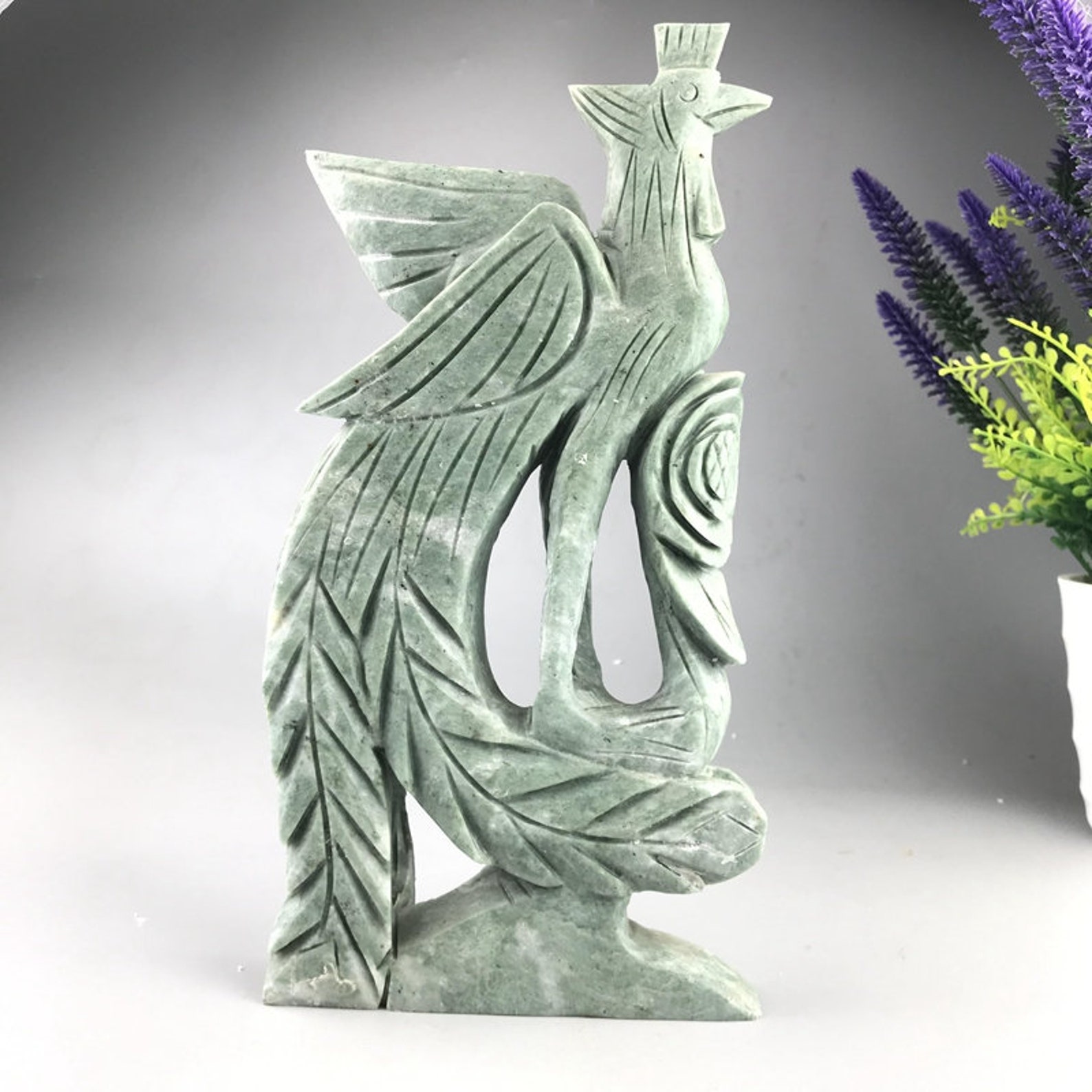 Chinese natural jade carving Phoenix statue carved by hand Etsy