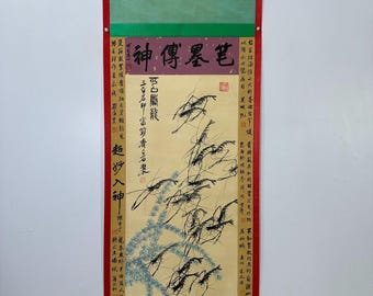 Chinesische Antiquitätensammlung Nr. AZ255: Exquisites Gemälde und Kalligrafie einer Garnelenszene