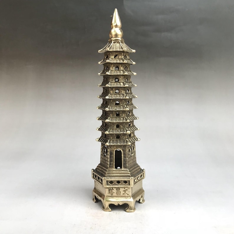 Ancient Chinese Bronze Statue of Handcarved Pagoda Etsy