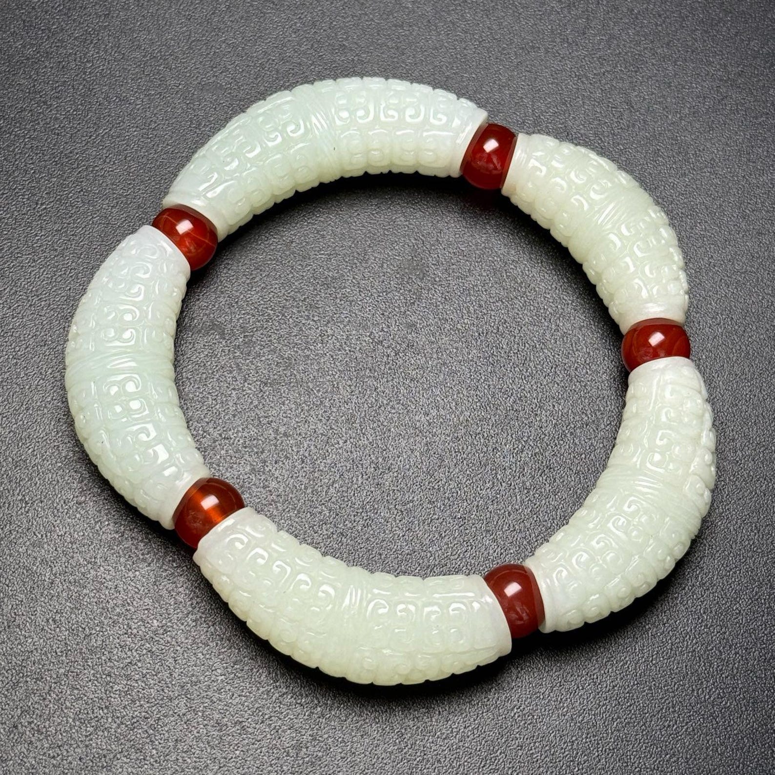 Exquisite and Rare Hand-carved Ruyi Pattern Bracelet Made of Chinese ...