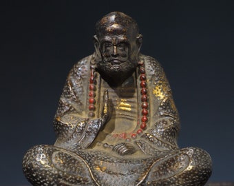 Chinese Antique Collection Exquisite and Rare Pure Copper Exquisite Bodhidharma Buddha Ornaments