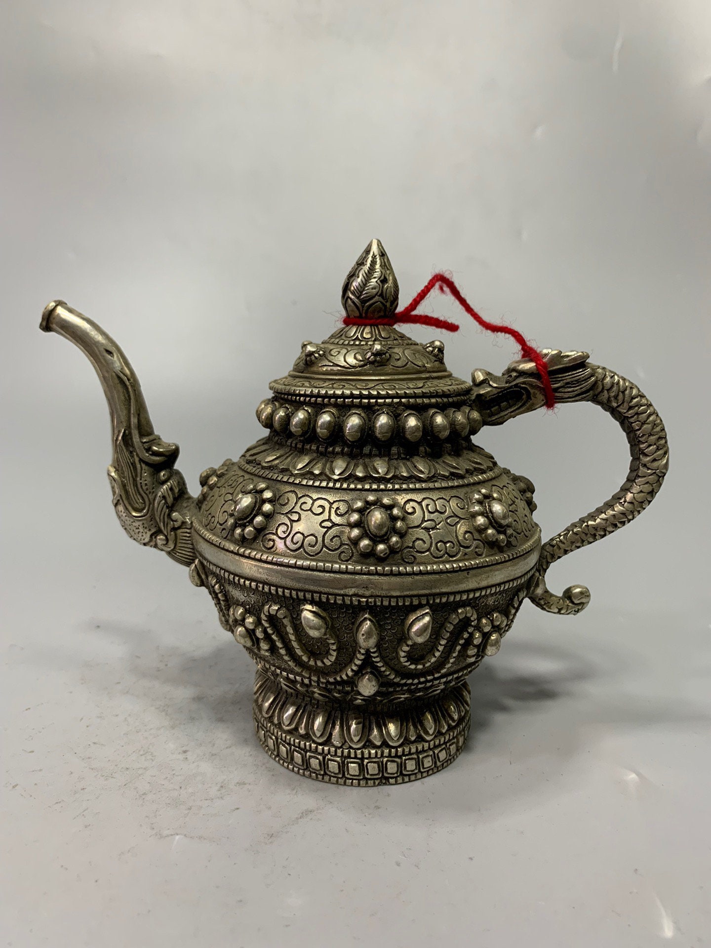 Chinese antique teapot Tibetan silver handcarved exquisite Etsy