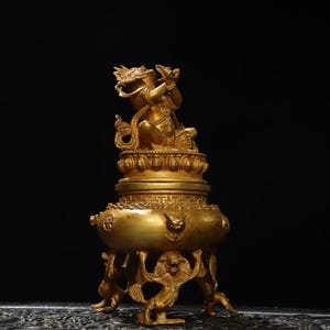 A rare and exquisite handcrafted Chinese antique copper Mahakala incense burner