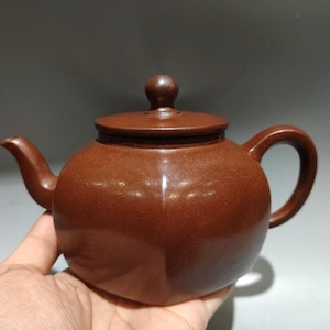 Chinese antique pure hand-painted clay exquisite rare hexagonal teapot purple clay teapot tea set ornaments