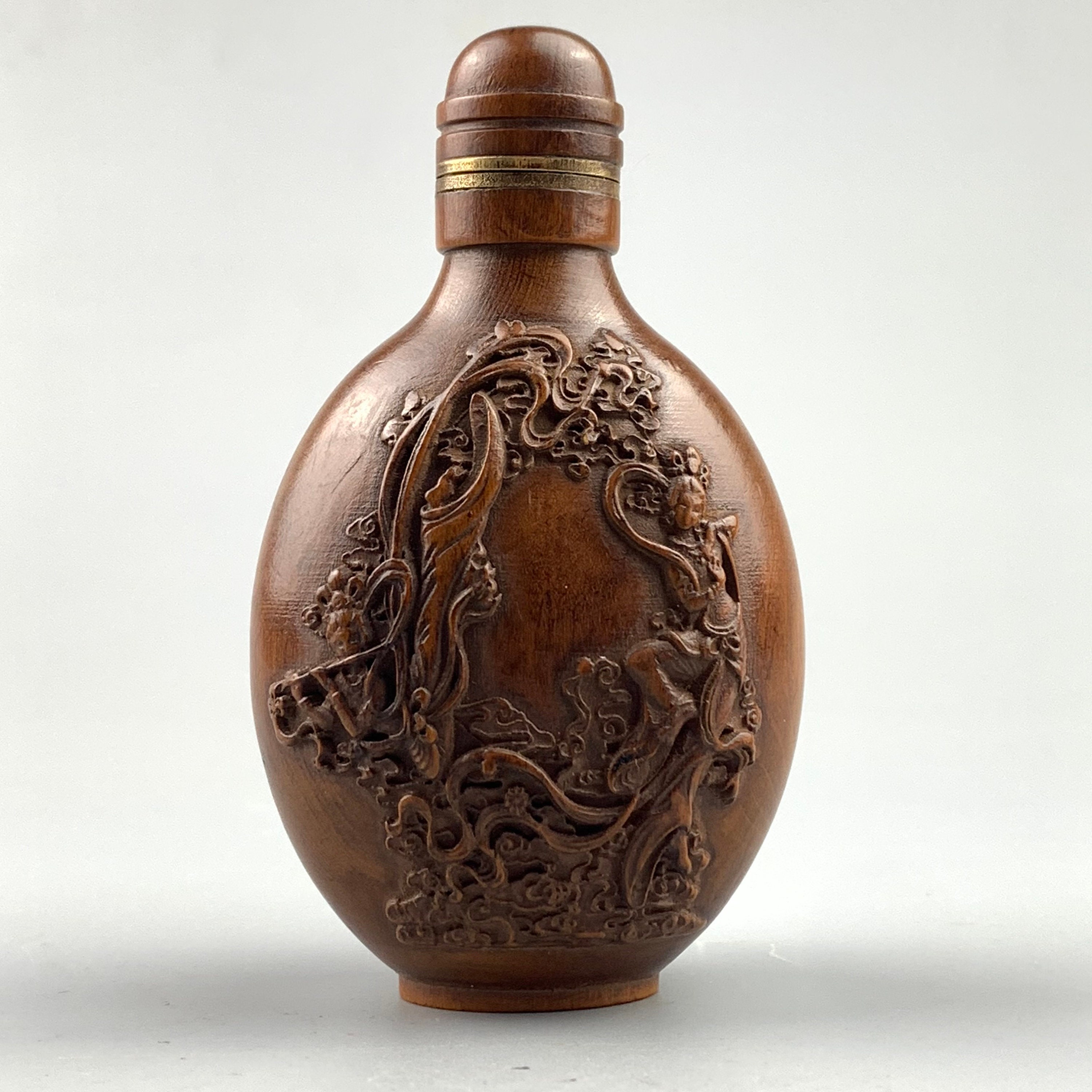 Chinese antique snuff bottle old boxwood handembossed flower Etsy