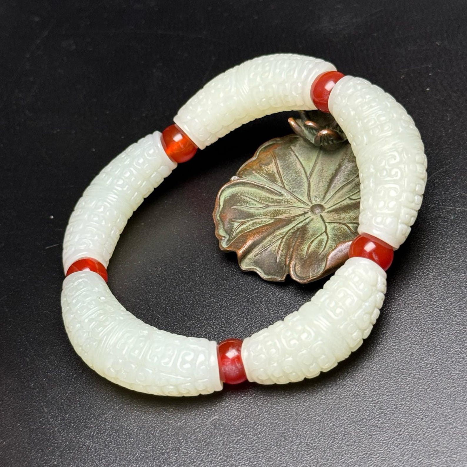 Exquisite and Rare Hand-carved Ruyi Pattern Bracelet Made of Chinese ...