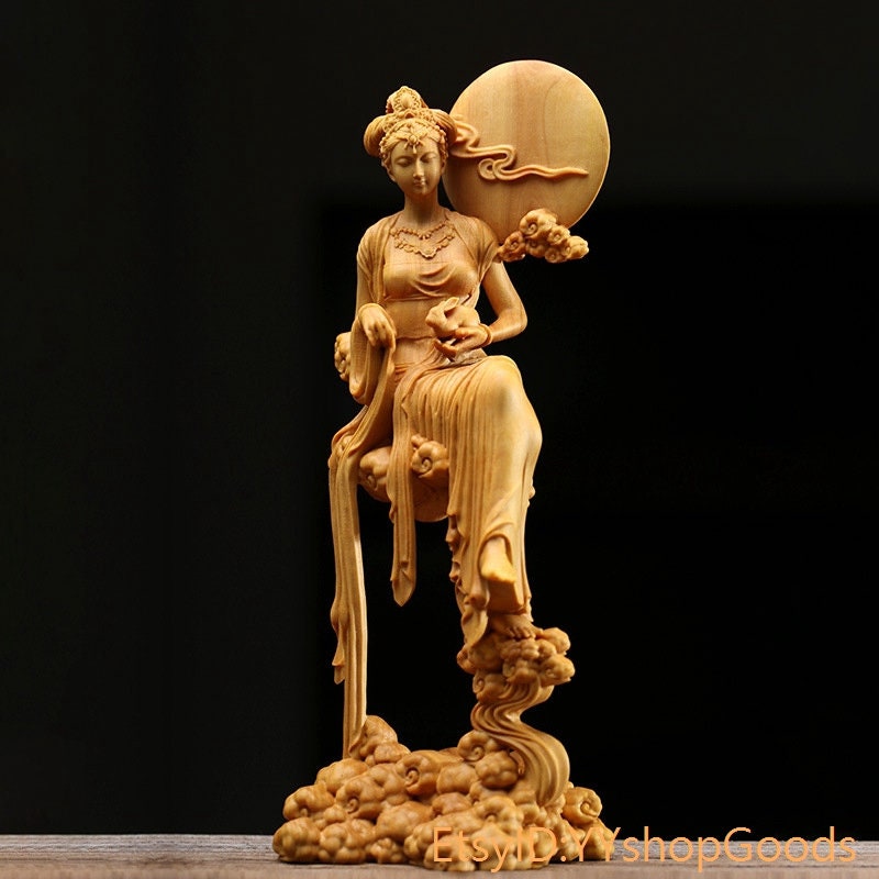 Natural boxwood hand-carved Chang'e character statue
