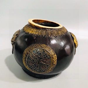 Chinese antique pure hand-carved exquisite rare lacquer carving old gourd double animal jar ornaments
