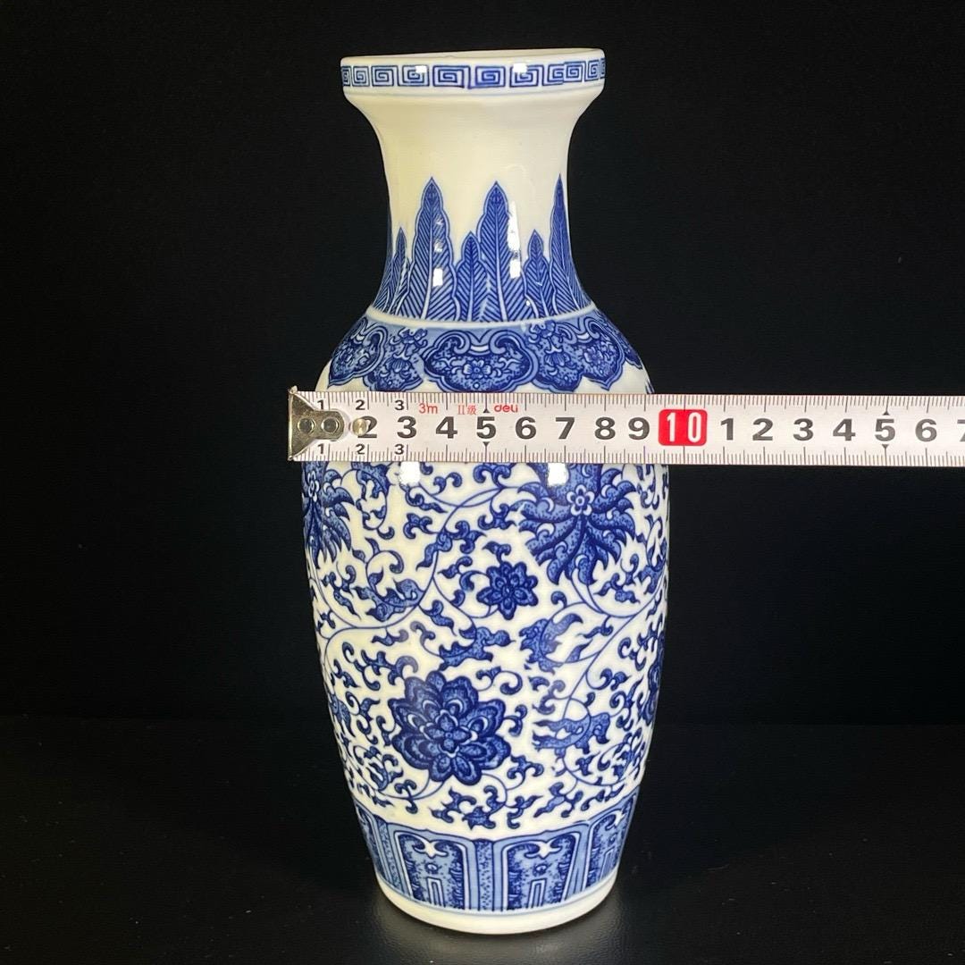 アンティーク中国製手描き精巧な希少な青白花柄花瓶装飾品 - Etsy 日本
