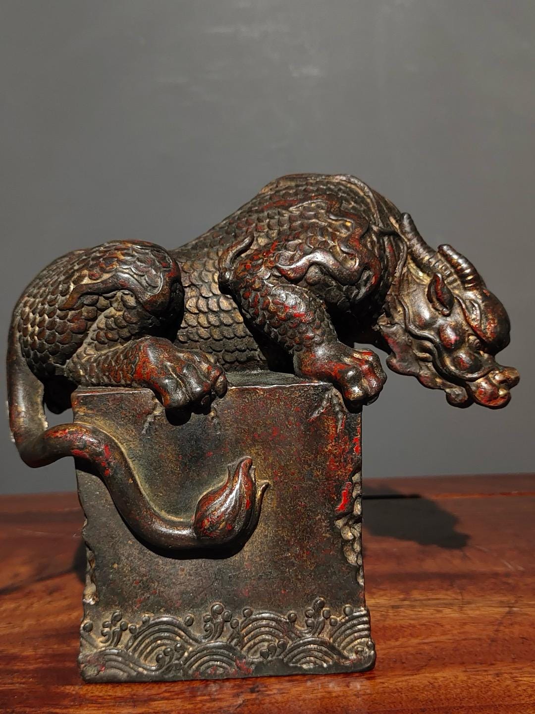 Exquisite Beast Chinese Antique Pure Hand-made Exquisite Rare Pure Copper Water Beast ...
