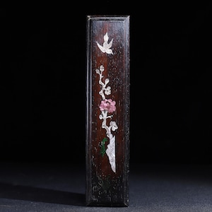 Chinese antique hand-carved exquisite rosewood inlaid shell flower and bird pattern drawer box ornaments