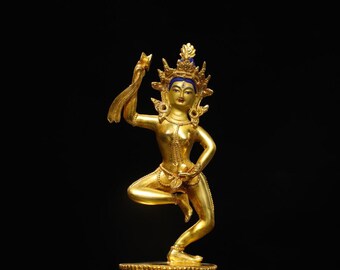 Exquisite handcrafted solid copper Tara Buddha statue—an antique-style decorative piece.