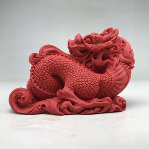 Chinese natural cinnabar statue hand-carved image of dragon