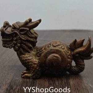 China Antique Collection Handmade Exquisite and Rare Pure Copper Rui Beast Longsheng Jiuzijiao Figure Statue Ornament