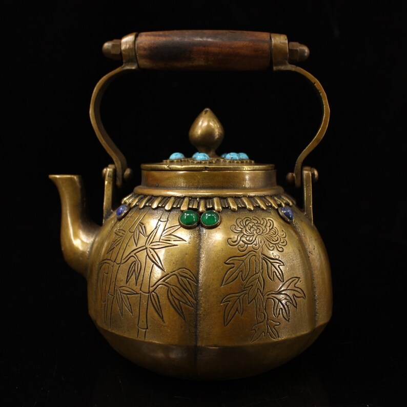 Ancient Chinese pure copper teapot made by hand and inlaid Etsy